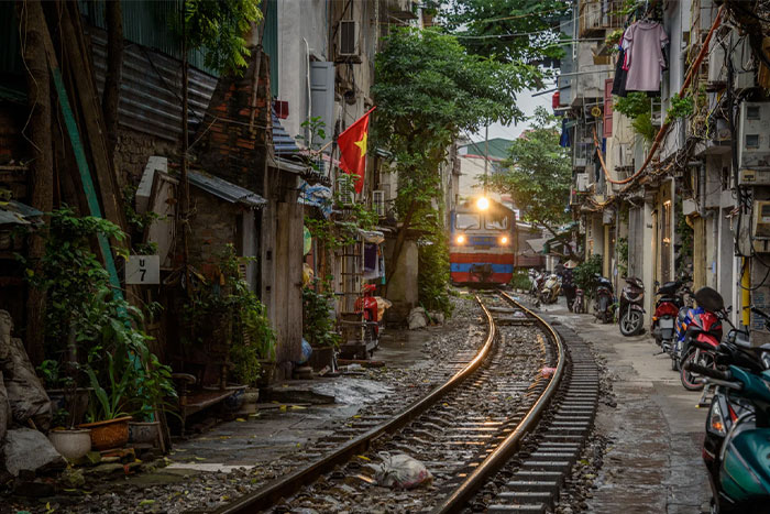 Train street in Hanoi, Vietnam